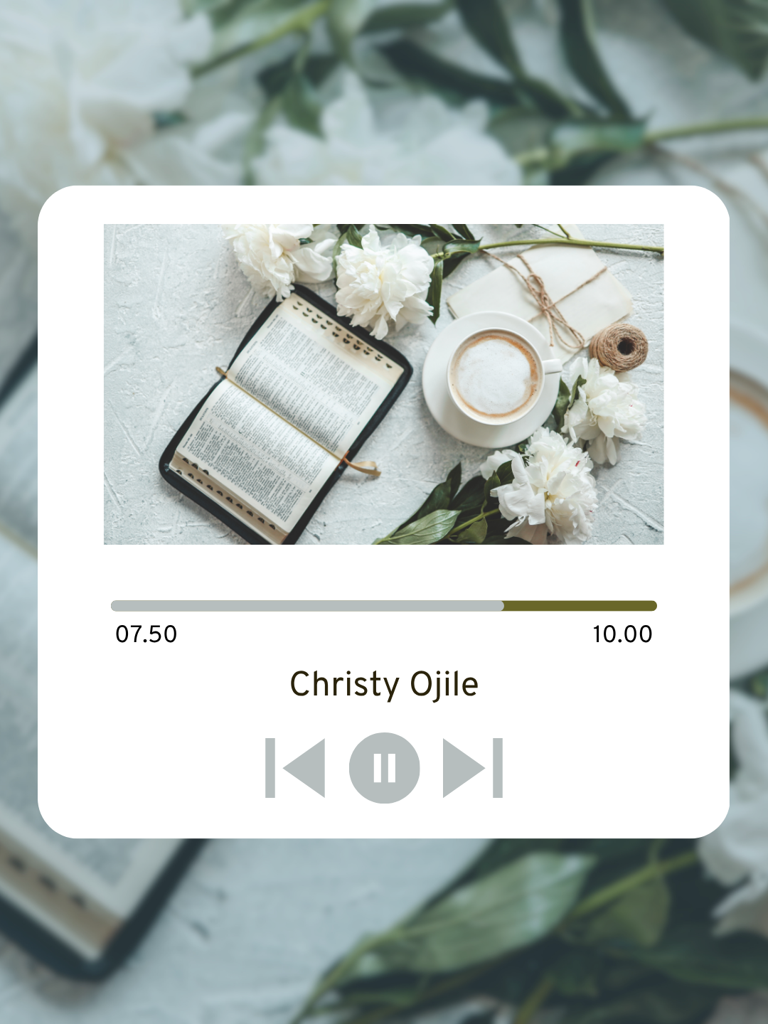 A graphic that showcases a generic podcast. | Christy Ojile speaks at women's retreats, church events, MOPS groups, podcasts, and conferences, helping women hear God's voice, know their identity in Christ, and walk in joy and confidence.